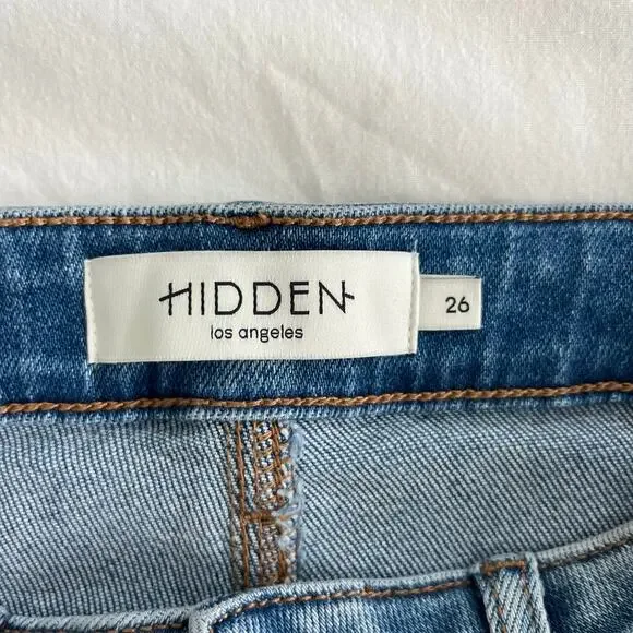 Hidden Los Angeles Happi Crop Light Wash Crop Flare Denim Jeans, Size 26 - Picture 9 of 12